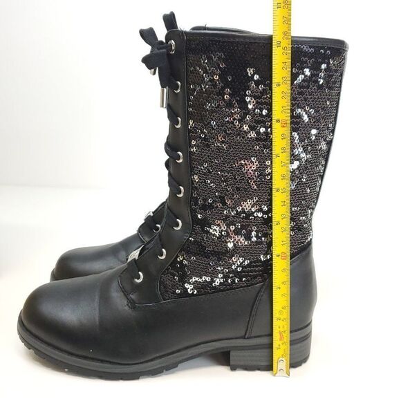 Women’s Michael Kors MARCELLA Black Lace Up Sequin Mid Calf Boots US 5 - Picture 9 of 13